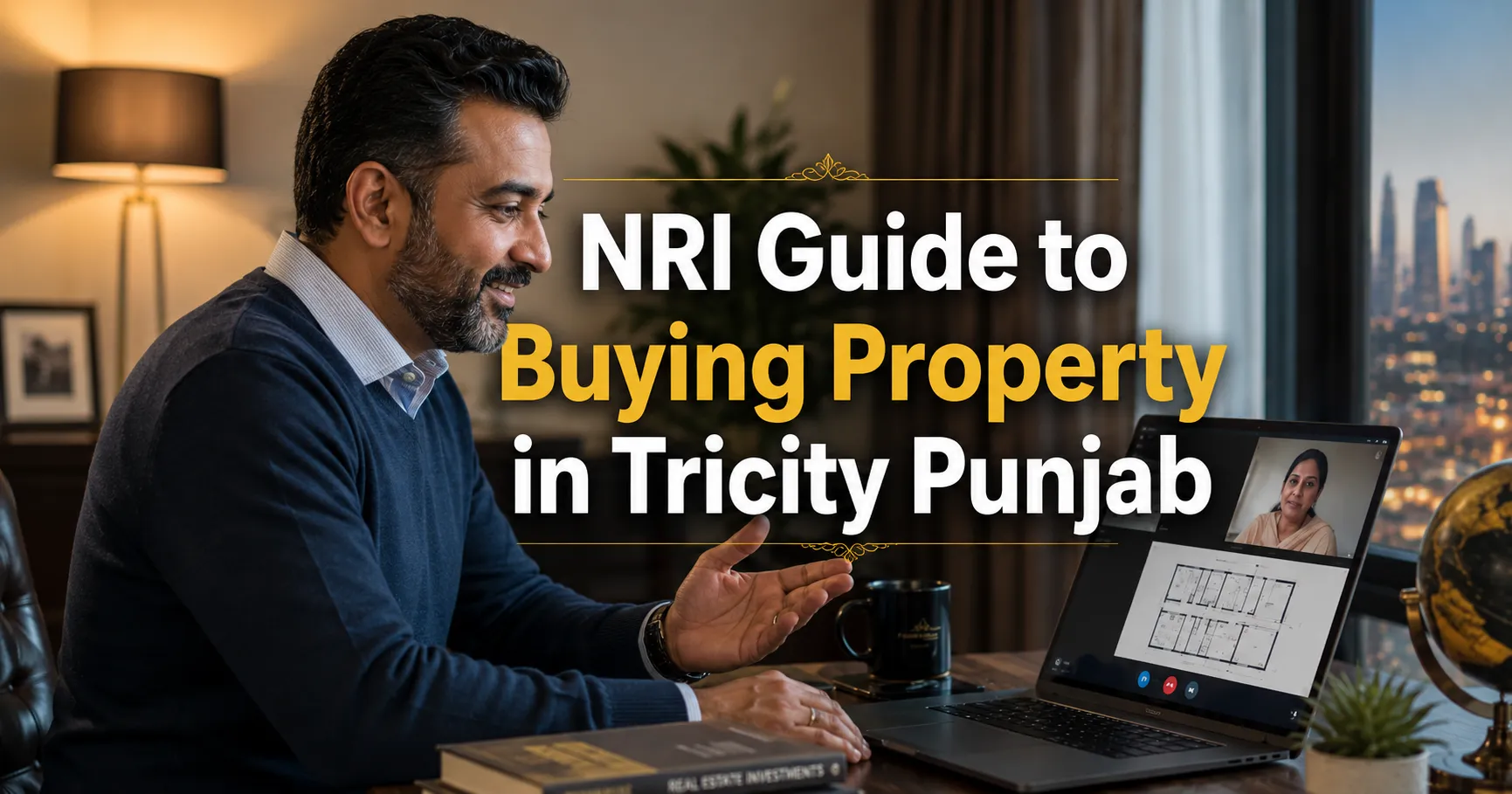 NRI family buying property in Tricity Punjab with modern Mohali apartments and real estate documents